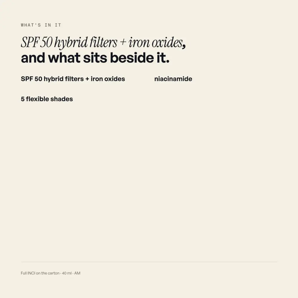 the tinted spf — ingredient callout